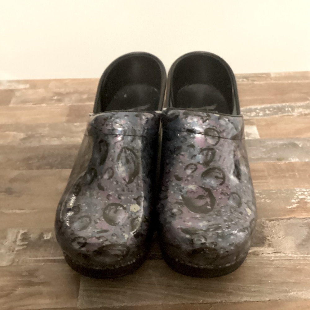 Dansko Women's Black and Purple Clogs